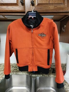 Harley-Davidson Orange and Black Bomber Wool Jacket